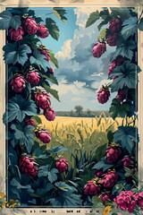 Rustic illustrations of hop cones, rye fields, beer brewing, and bottles. Perfect for beer festival posters, bakery labels, and vintage packaging design.