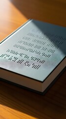Naklejka premium Close-up view of a book with Braille text on its cover, representing accessibility and literacy for the visually impaired