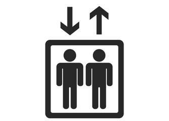 シンプルなエレベーターのピクトグラム　2人　黒