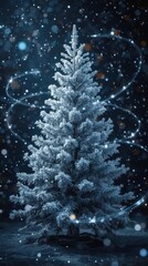 Magical Winter Forest Snowy Christmas Tree Night Sparkling Lights Winter Holiday Celebration Festive Atmosphere