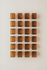 Minimalist amber glass cube pattern on neutral background geometric design, modern abstract style home decor, contemporary art interior trend