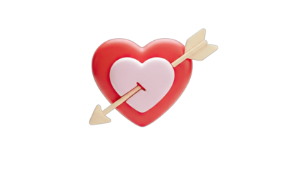 Heart pierced by an arrow on a white background