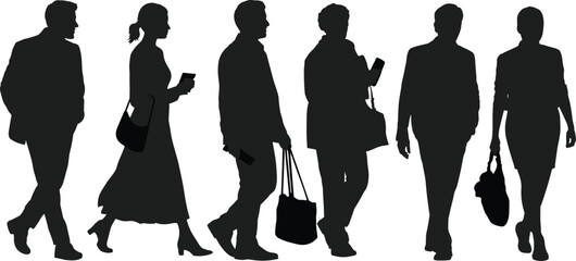 Group of senior people silhouette standing diverse elderly adults retirement health disability