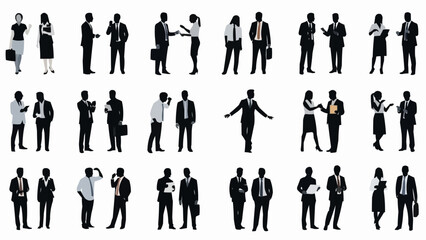 Collection of Silhouettes Representing Business Professionals in Various Poses.