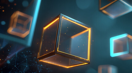 Modern glowing cubes create a futuristic network concept with vibrant connections for innovative technology and data solutions, perfect for cutting-edge visuals