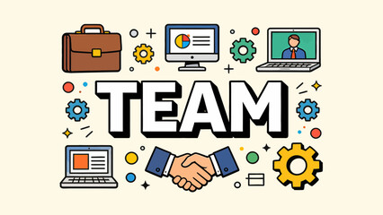 This illustration features the word 