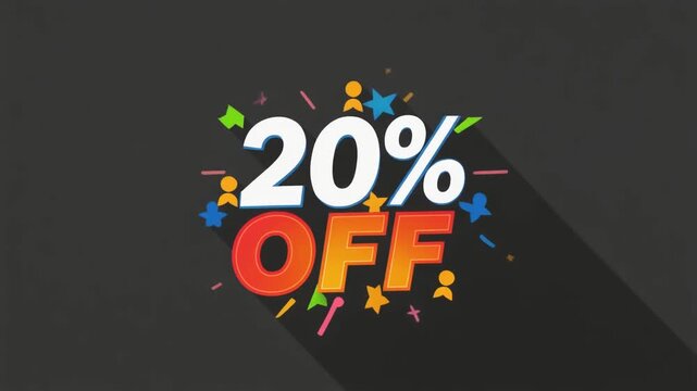 Twenty Percent Off Animated Discount Text Sign