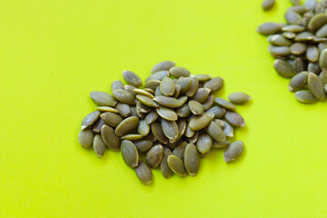 Delicious peeled green pumpkin seeds