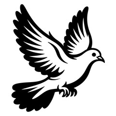 Black silhouette of a flying dove