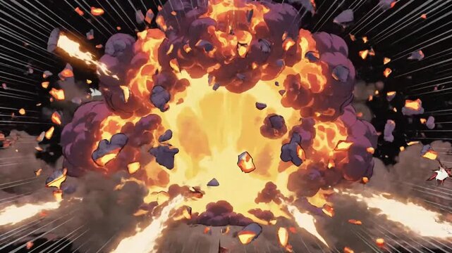 Comic book boom of explosion
