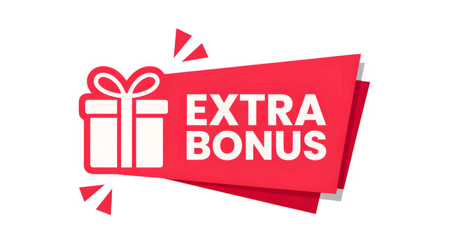 Colorful extra bonus gift box with ribbon on a vibrant black backgroun