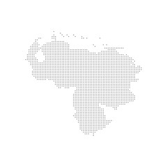 dotted halftone black silhouette of venezuela map isolated. venezuela country map for travel and presentation. venezuela halftones map vector illustration.  world maps circle. global map.