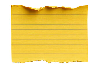 Lined sticky note with torn top edge isolated on white background (yellow)