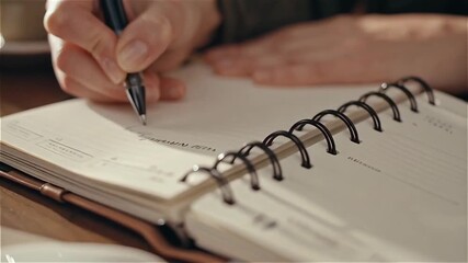 Solopreneur lifestyle planner writing with pen notebook organizer boosts productivity and organizes daily tasks for focused work routine and success