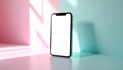 Smart mobile phone or tablet device with blank or colored screen for digital technology communication and business display