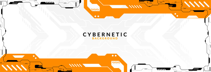 Modern Futuristic Tech Frame Background with Orange Accents