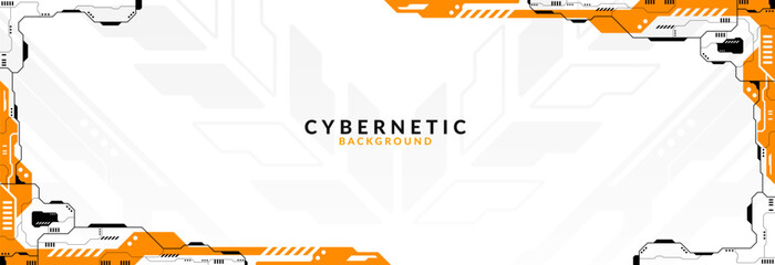 Modern Futuristic Tech Frame Background with Orange Accents