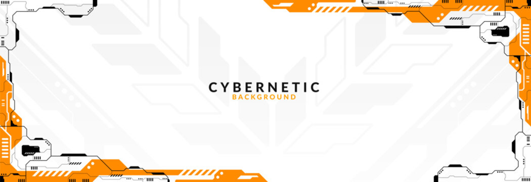 Modern Futuristic Tech Frame Background with Orange Accents