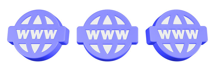 world wide web 3d rendering icon blue color