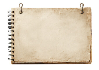 Notebook page pinned from top isolated on a white background