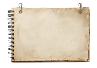 Notebook page pinned from top isolated on a white background