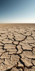 Parched ground with deep fissures, symbolizing extreme drought,  climate change,  dry