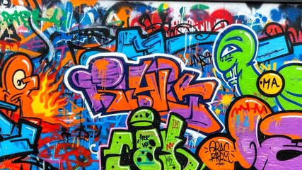 Colorful street graffiti showcasing urban art styles - Powered by Adobe
