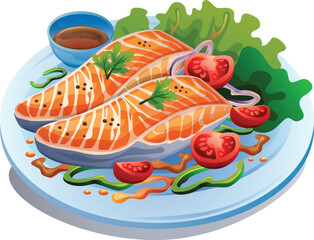 skillet salmon fish steak dish