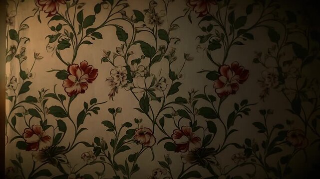 Vintage Floral Wallpaper Print with Dim Lighting Fading in and Out