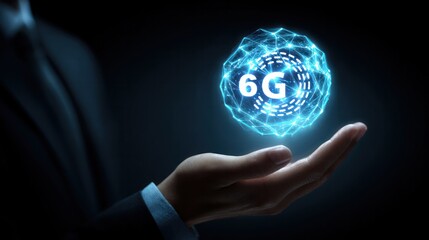 Executive Presenting 6G Internet Connection Icon, High Speed Digital Communication