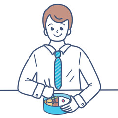 弁当を食べるビジネスマンのイラスト素材