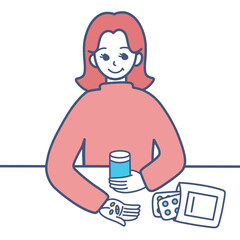 服薬する女性のイラスト素材