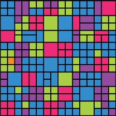 Colorful Abstract Mosaic Pattern with Squares and Rectangles.
