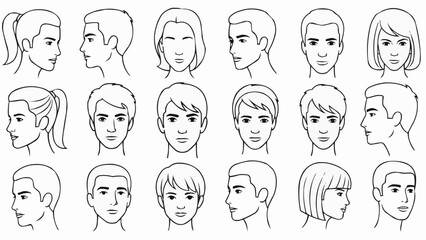 Collection of Diverse Human Face Portraits in Various Angles and Styles.