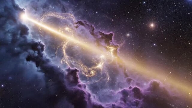 Cosmic lightbeam pierces swirling nebula