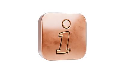 Metallic Information Icon on White Background