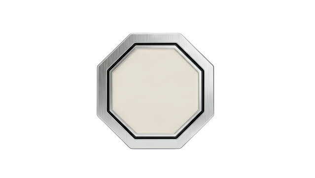 Metallic Octagon Sign Isolated on White Background