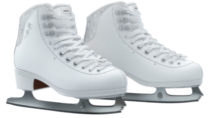 White Ice Skates with Elegant Detail on a Transparent Background