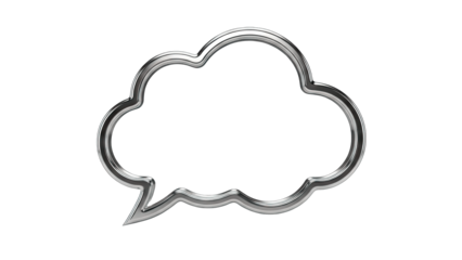 Metallic Cloud Bubble on White Background