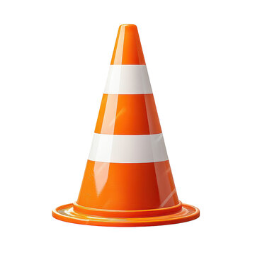A orange traffic cone with white stripes. standing upright against a plain background. symbolizing safety and caution in urban environments. ideal for construction or roadwork themes