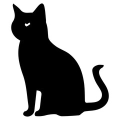 Black and white cartoon cat illustration on a clean white background
