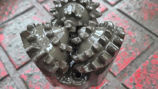 A tricone bit (or roller cone bit) used on the drilling rig after pulling out of hole with oil based mud
