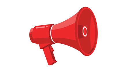 Bright red megaphone or bullhorn icon, a symbol for announcements, alerts, protests, and speaking loudly to a large audience.