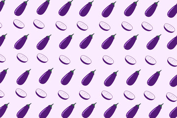 Eggplant Seamless Pattern with Repeating Purple Motifs Perfect for Kitchen Decor
