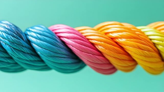 Colorful twisted rope against a vibrant background