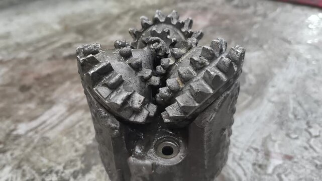 A tricone bit (or roller cone bit) used on the drilling rig after pulling out of hole with oil based mud
