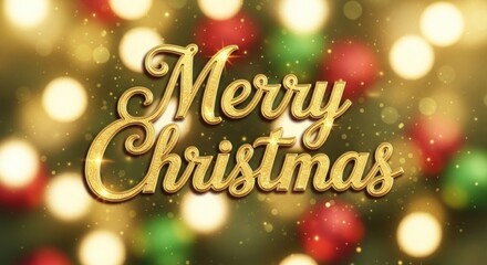 A festive Christmas background with gold and red lights and the words 'Merry Christmas' in gold cursive.