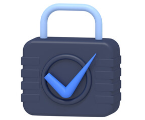 3D Render of Padlock with Checkmark
