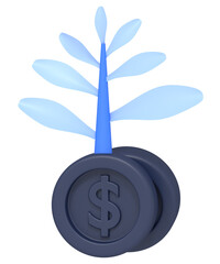 Money Plant Growing from Coins Illustration