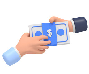 3D Render of Hands Exchanging Money